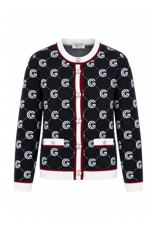 Gabriella Gucci CARDIGAN IN MAGLIA CON LOGO ALL OVER Bambine e ragazze GK340.NE_
