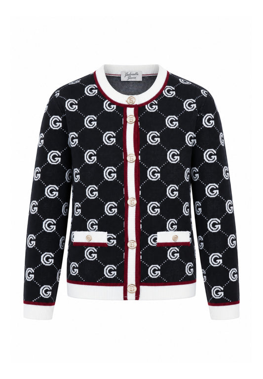 Gabriella Gucci CARDIGAN IN MAGLIA CON LOGO ALL OVER Bambine e ragazze GK340.NE_