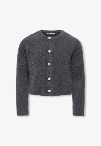 ONLY KIDS CARDIGAN GRIGIO MORBIDO CON BOTTONI PERLA Bambine e ragazze 15352201.GRIG_