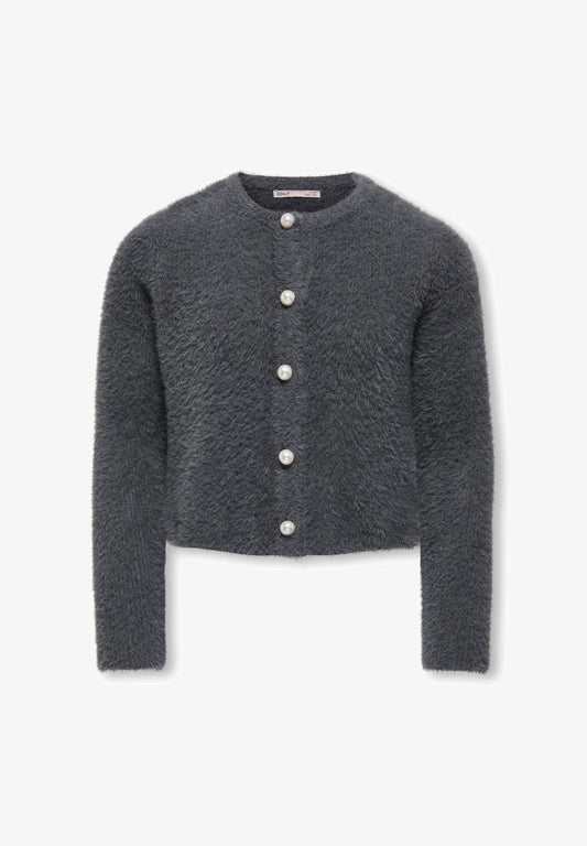 ONLY KIDS CARDIGAN GRIGIO MORBIDO CON BOTTONI PERLA Bambine e ragazze 15352201.GRIG_
