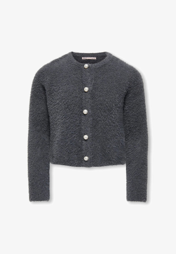 ONLY KIDS CARDIGAN GRIGIO MORBIDO CON BOTTONI PERLA Bambine e ragazze 15352201.GRIG_