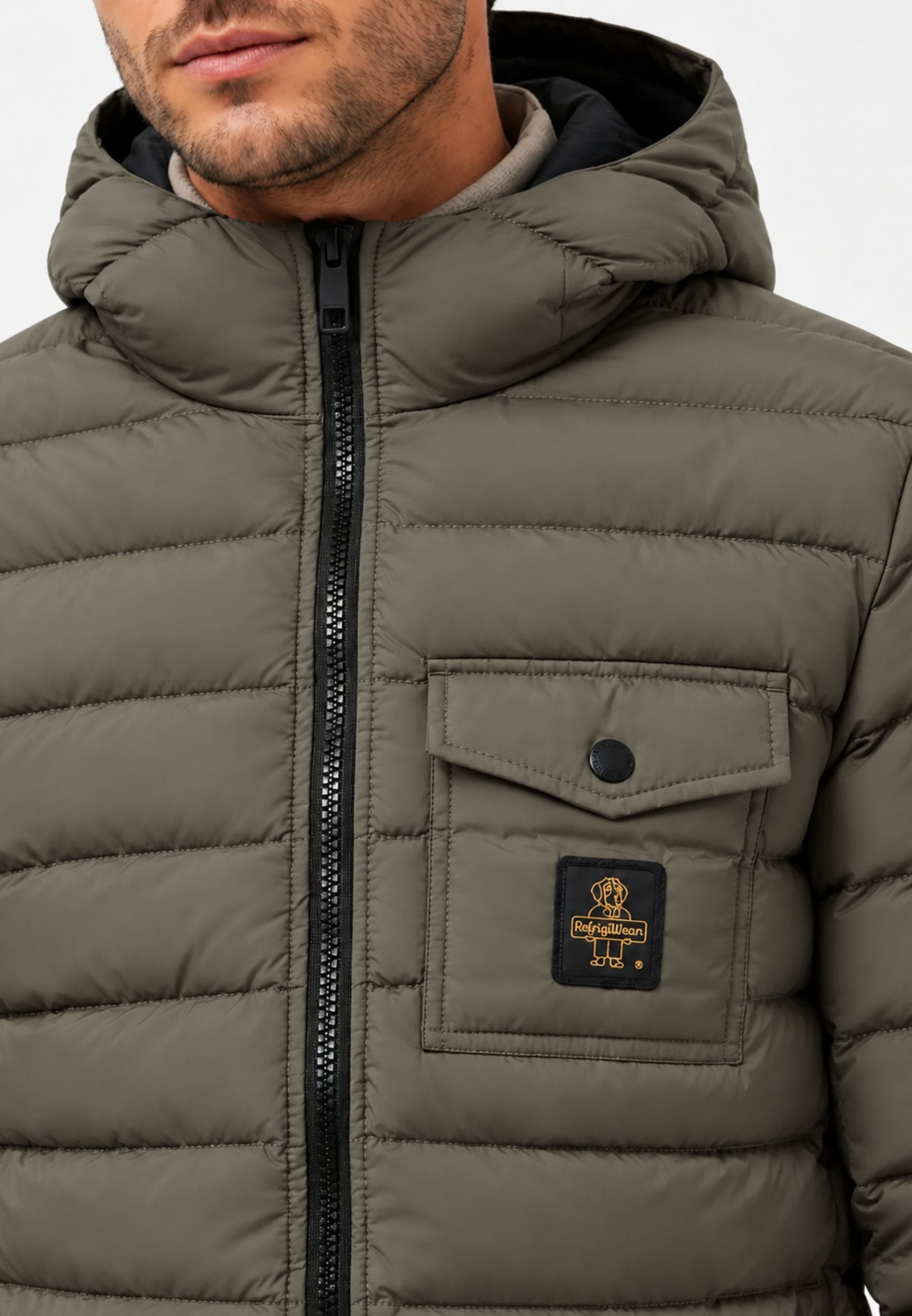 REFRIGIWEAR GIUBBOTTO VERDE TRAPUNTATO CON CAPPUCCIO Uomo JOSH JACKET.VERDE_