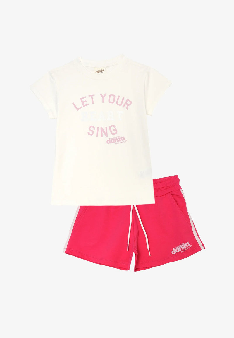 Cream and fuchsia outfit Dimensione Danza girl summer 2025 sporty look - CREAM | CammarataMode