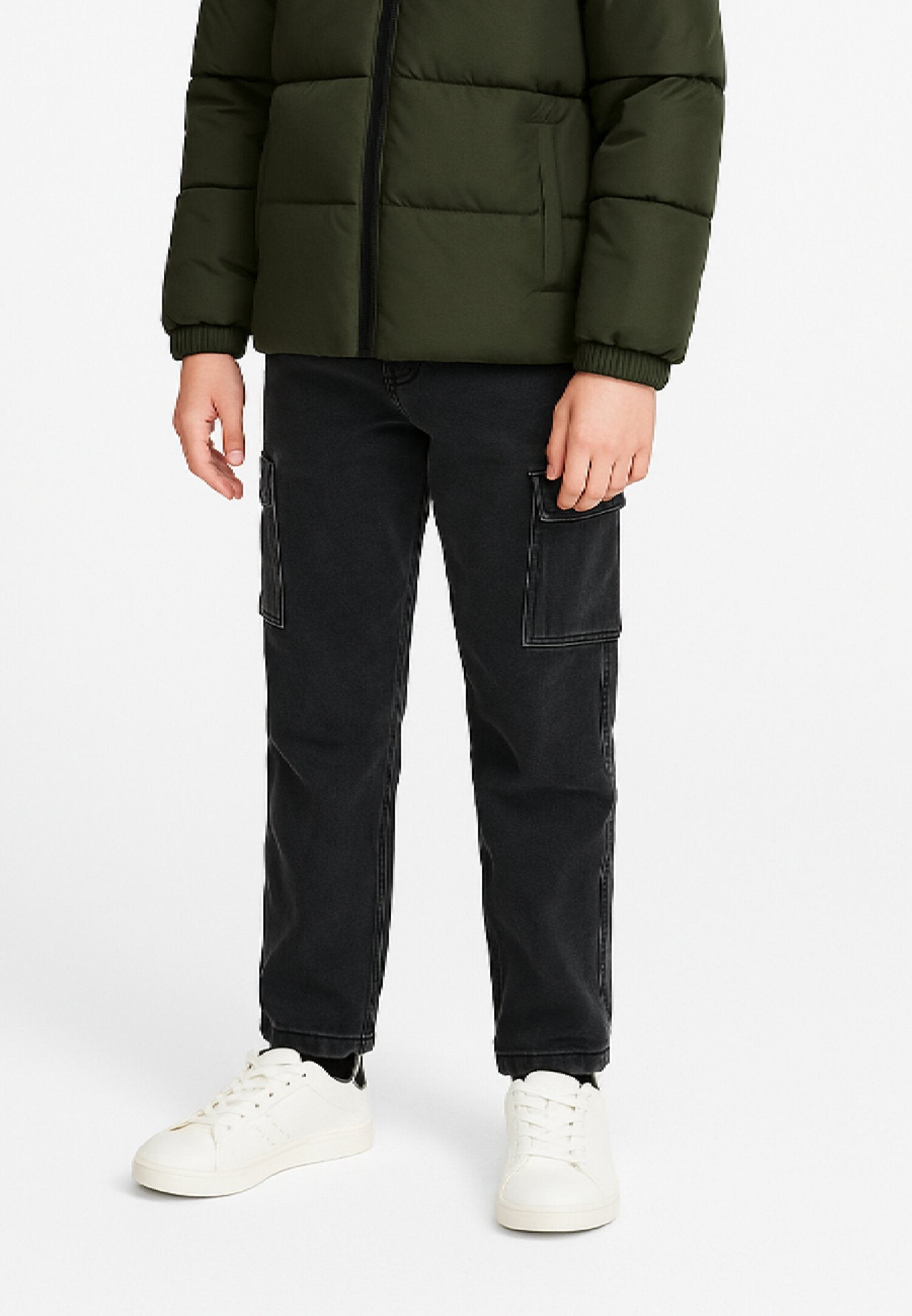 Jack & Jones Junior Jeans Nero Bambino Cargo Cotone Vita Regolabile Quotidiano