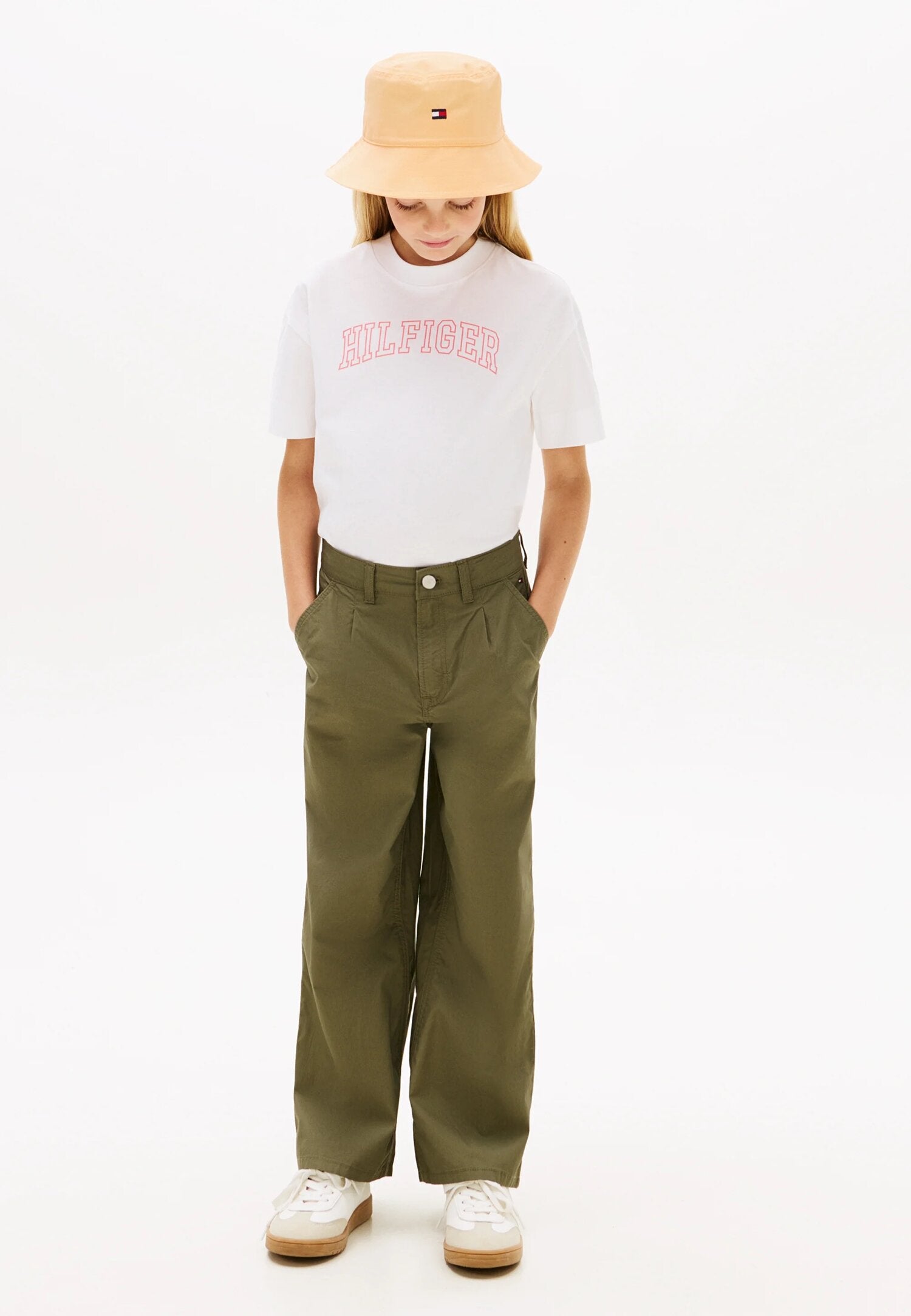 Tommy Hilfiger Tshirt Bianca Con Logo College Bambina KG0KG09523YBR_