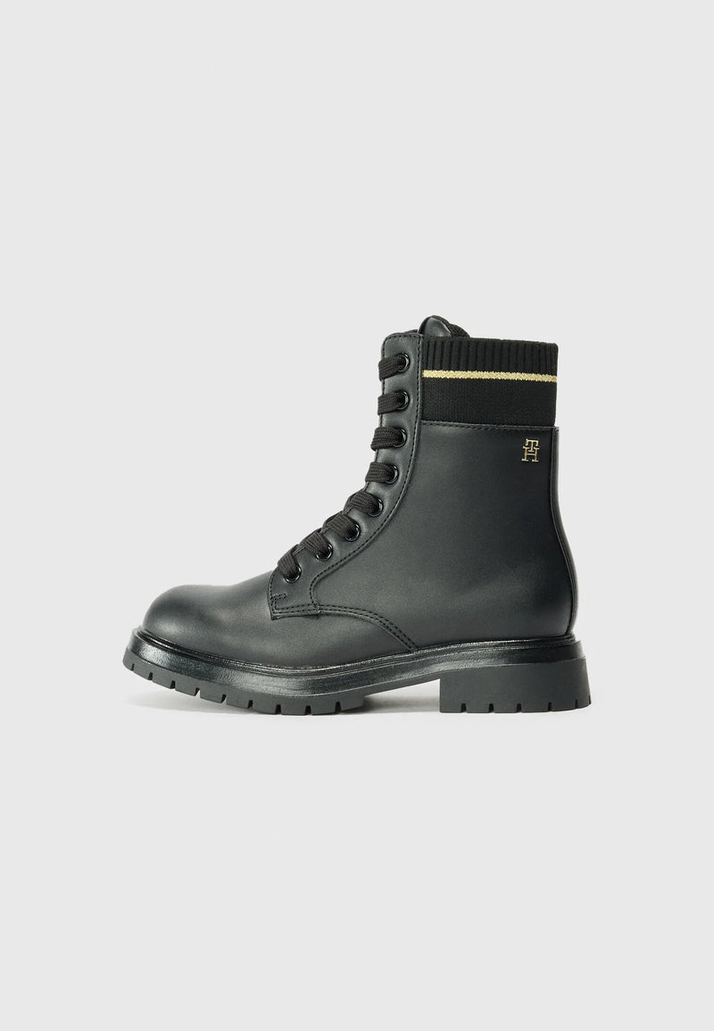 Tommy Hilfiger anfibi bambina neri autunno-inverno con calza elastica - NERO | CammarataMode