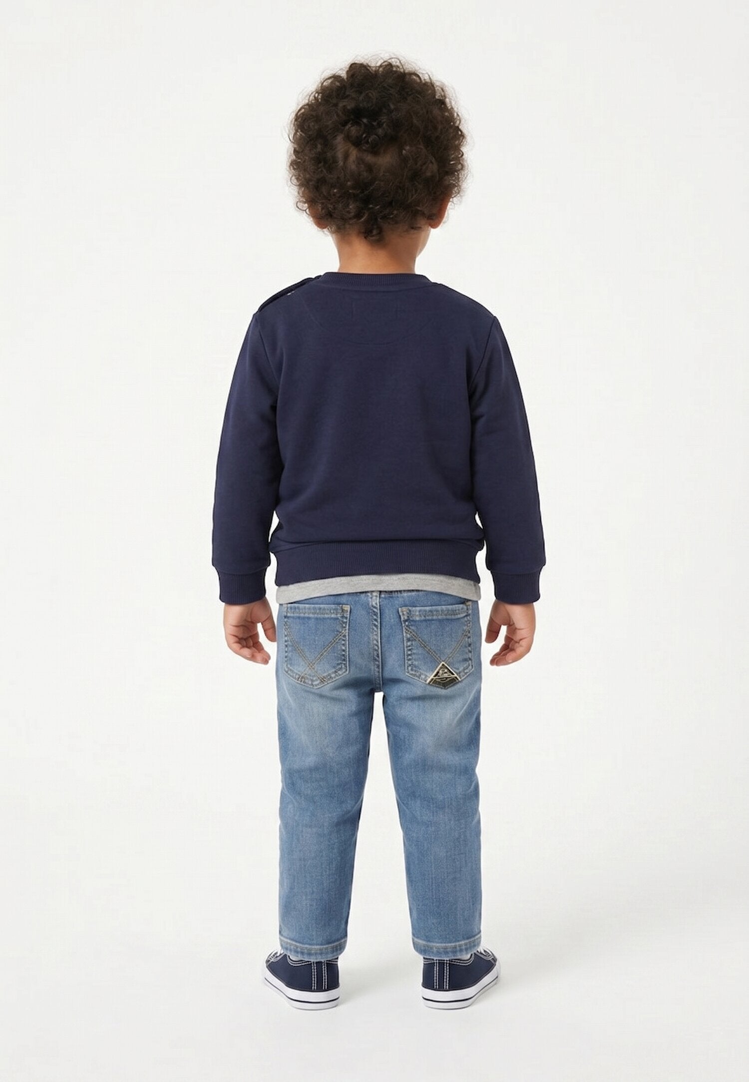 Roy Roger's Felpa Blu Scuro Con Taschino In Denim Neonato RG186_