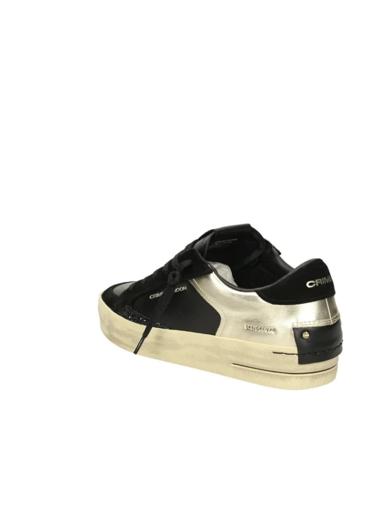 Crime London scarpe nere uomo logo sul lato