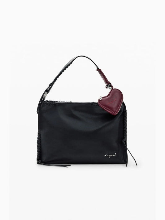 Desigual borsa a tracolla leiria in ecopelle nera con charme cuore