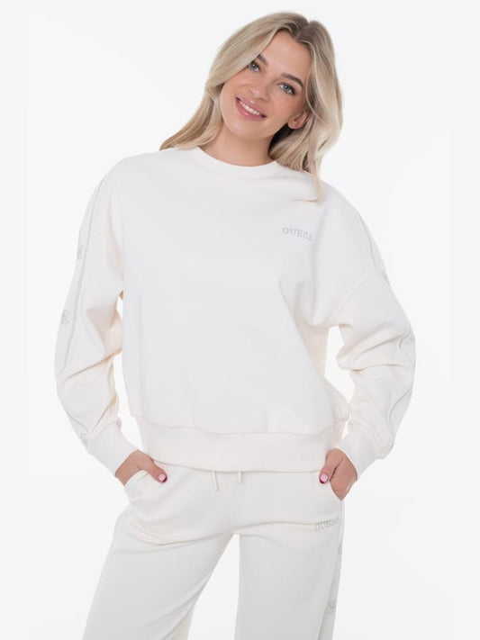 Guess felpa bianca donna con logo