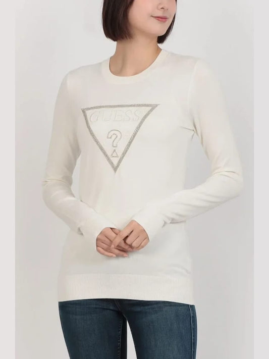 Guess maglia bianca donna maxi logo