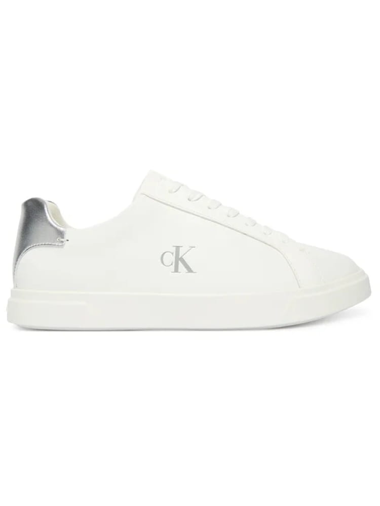 Calvin Klein sneaker bianca con logo e dettaglio argentato