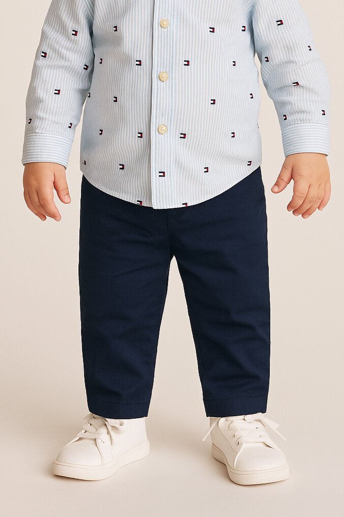 TOMMY HILFIGER – Pantaloni Chino Neonato in Cotone Stretch – Blu Navy