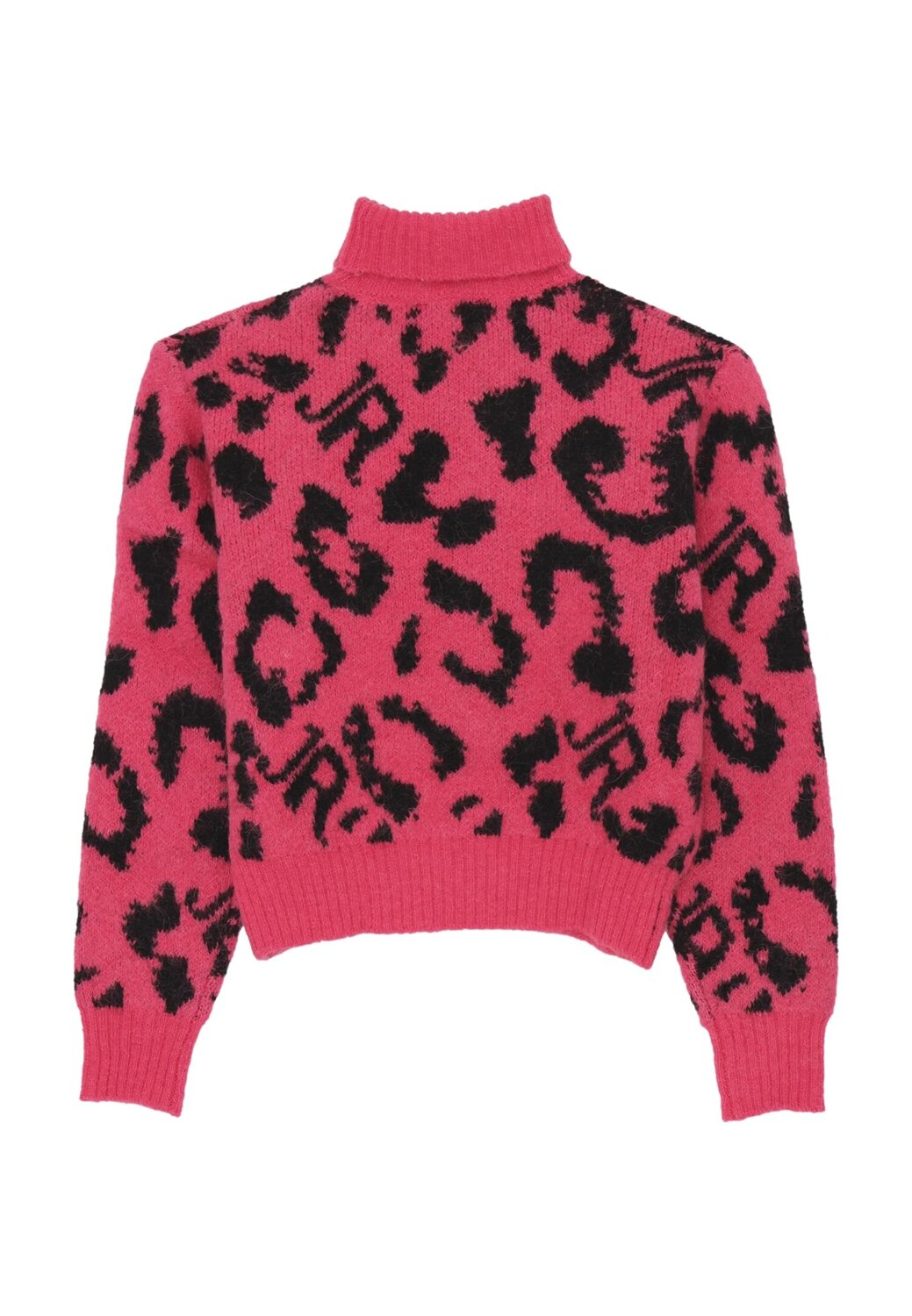 John Richmond Maglione Bambina Rosa Animalier – Lana e Alpaca con Logo JR