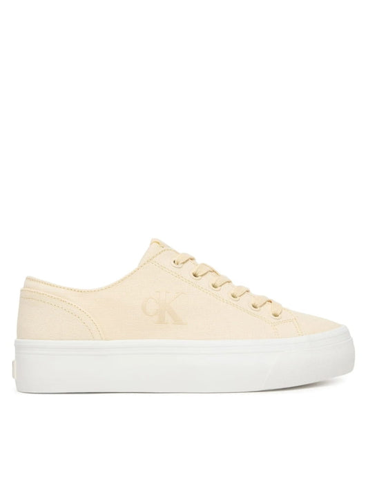 Calvin Klein sneakers donna in tela beige con plateau e logo Donna
