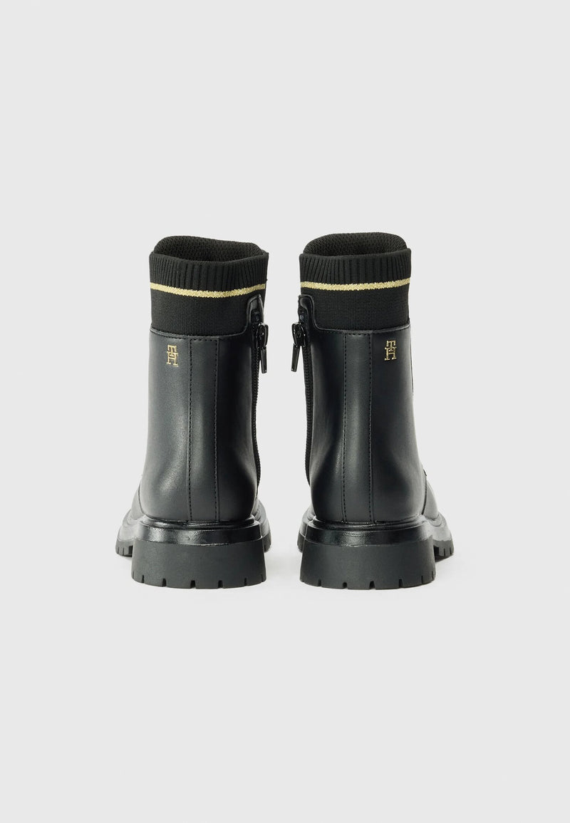 Tommy Hilfiger anfibi bambina neri autunno-inverno con calza elastica - NERO | CammarataMode