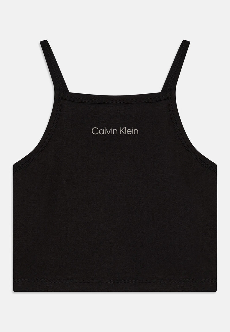 Calvin Klein Black Girls Top – Thin Straps and Logo - BLACK | CammarataMode
