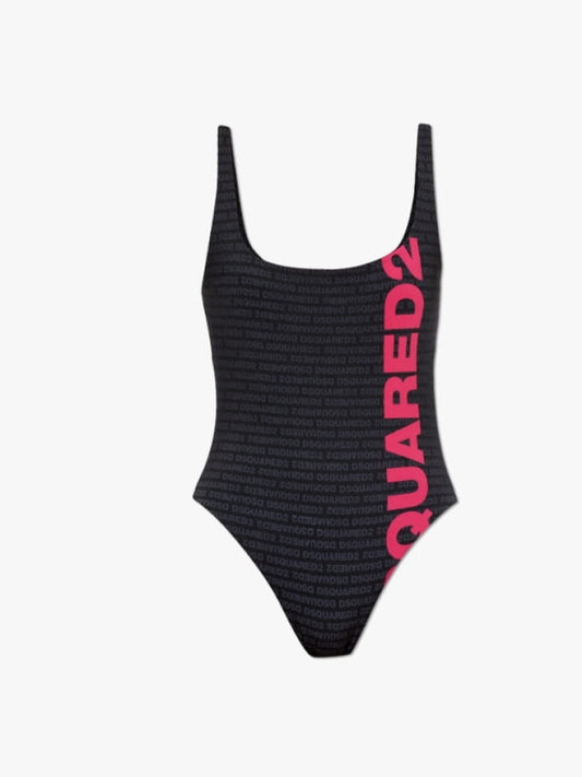 Dsquared2 costume nero donna intero logo fucsiaall over