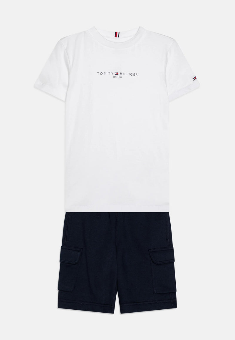 Tommy Hilfiger Completo Neonato Bianco Blu Baby Estivo Logo - BIANCO | CammarataMode