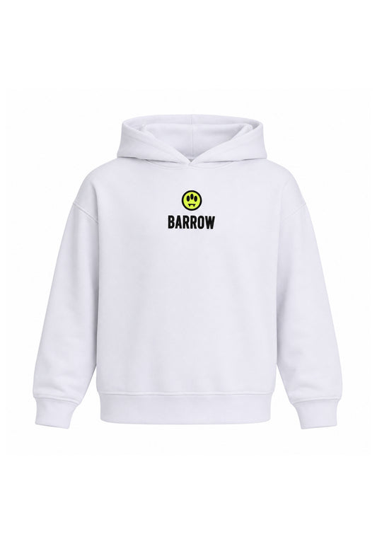 BARROW FELPA BIANCA CON CAPPUCCIO logo piccolo centrale e maxi stampa sul retro Bambini e ragazzi F6BKJBHS074.BIA_
