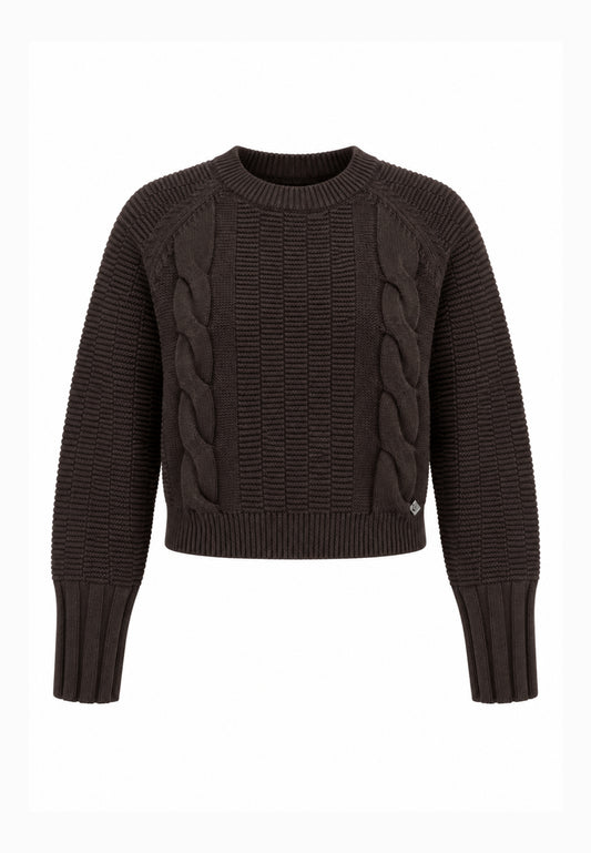 Kocca maglia MARRONE ATTILLATA CON TRECCIA Bambine e ragazze aurasim.marro_