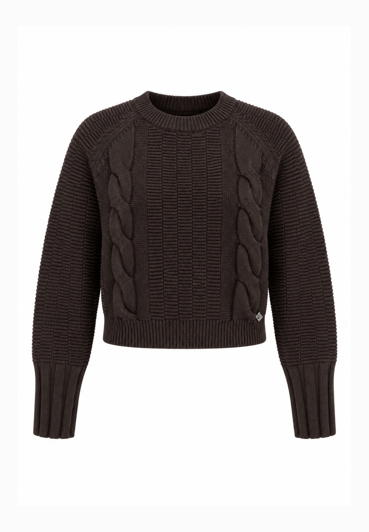 Kocca Junior maglia MARRONE ATTILLATA CON TRECCIA Bambina e Ragazza aurasim.marro_