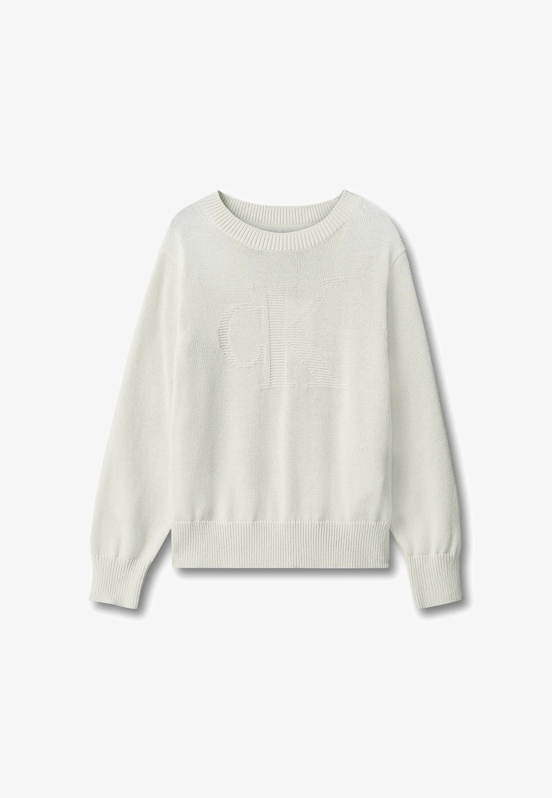 CALVIN KLEIN maglioncino PANNA CON LOGO CK TONO SU TONO Bambini e ragazzi lvcfjf048cks.panna_