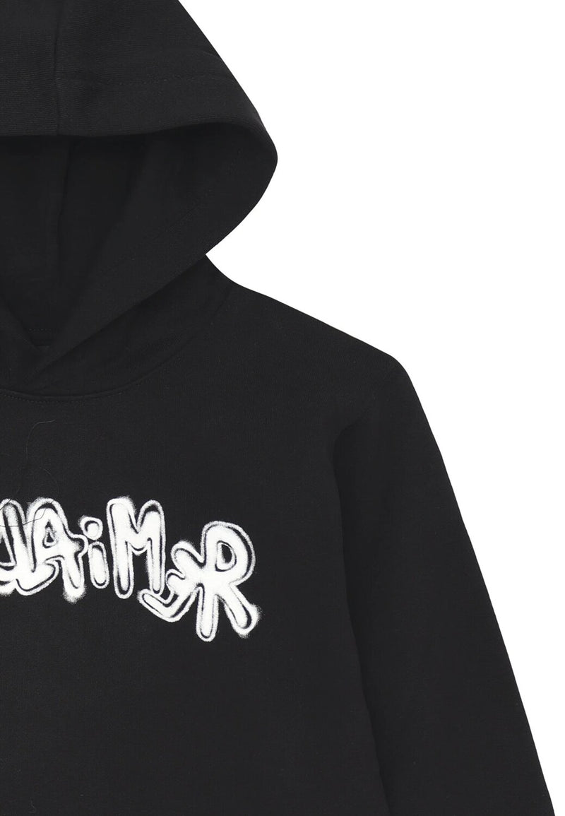 Disclaimer felpa con cappuccio bambino nera cotone inverno logo bianco - NERO | CammarataMode