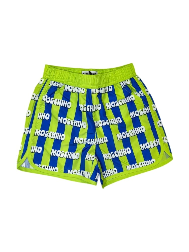 Moschino boxer mare infant verde con logo lettering all over Bambino