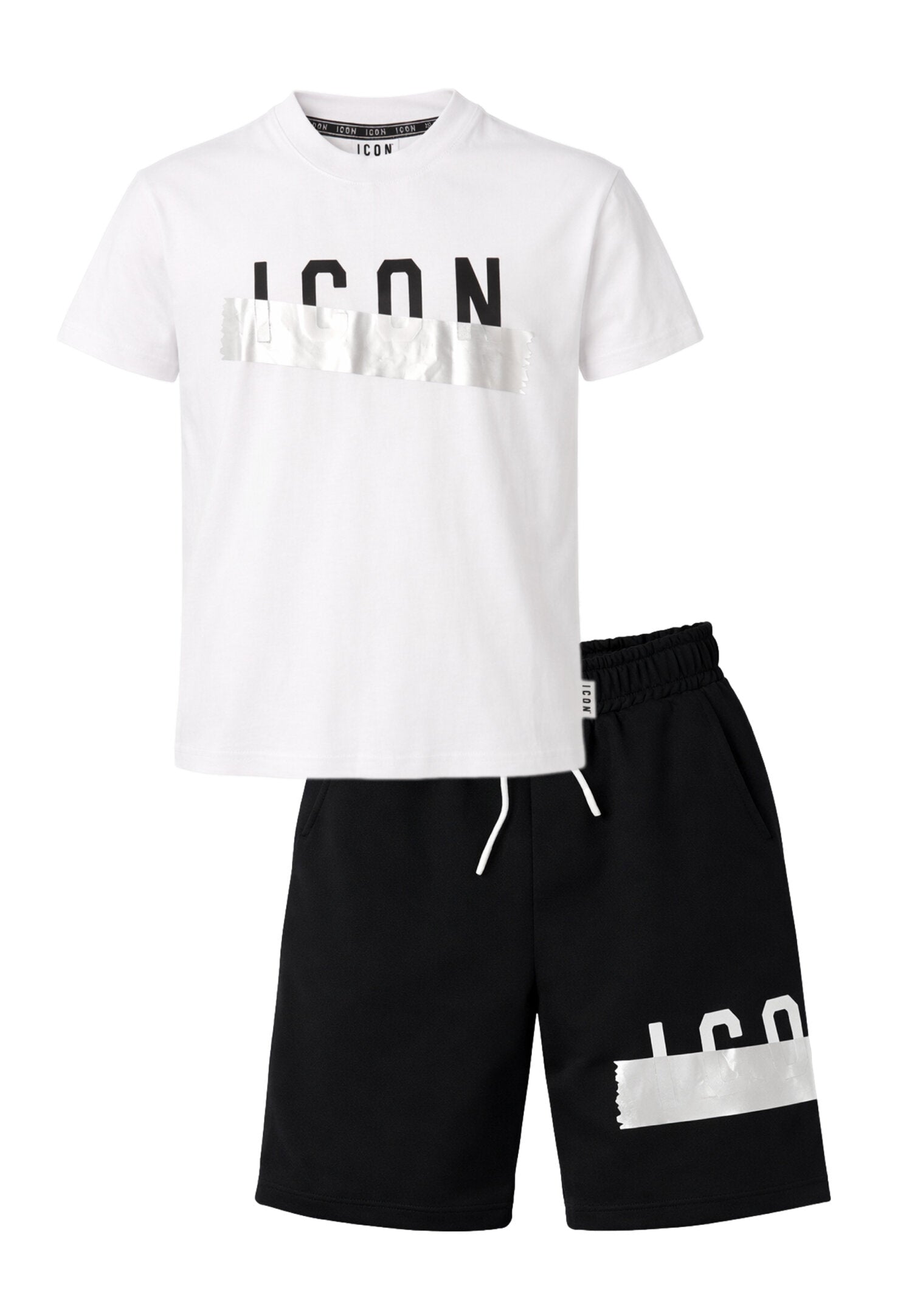 Icon Completo Bianco Logo Silver Bambino Maniche Corte - IBKS001260+1261_
