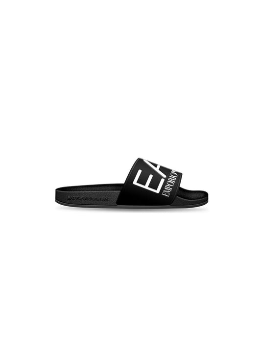 Emporio Armani ciabatta kids-junior con maxi logo nero/bianco