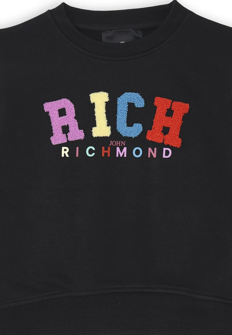 John Richmond Felpa Bambina Black 2-16 anni Logo Paillettes - NERO | CammarataMode