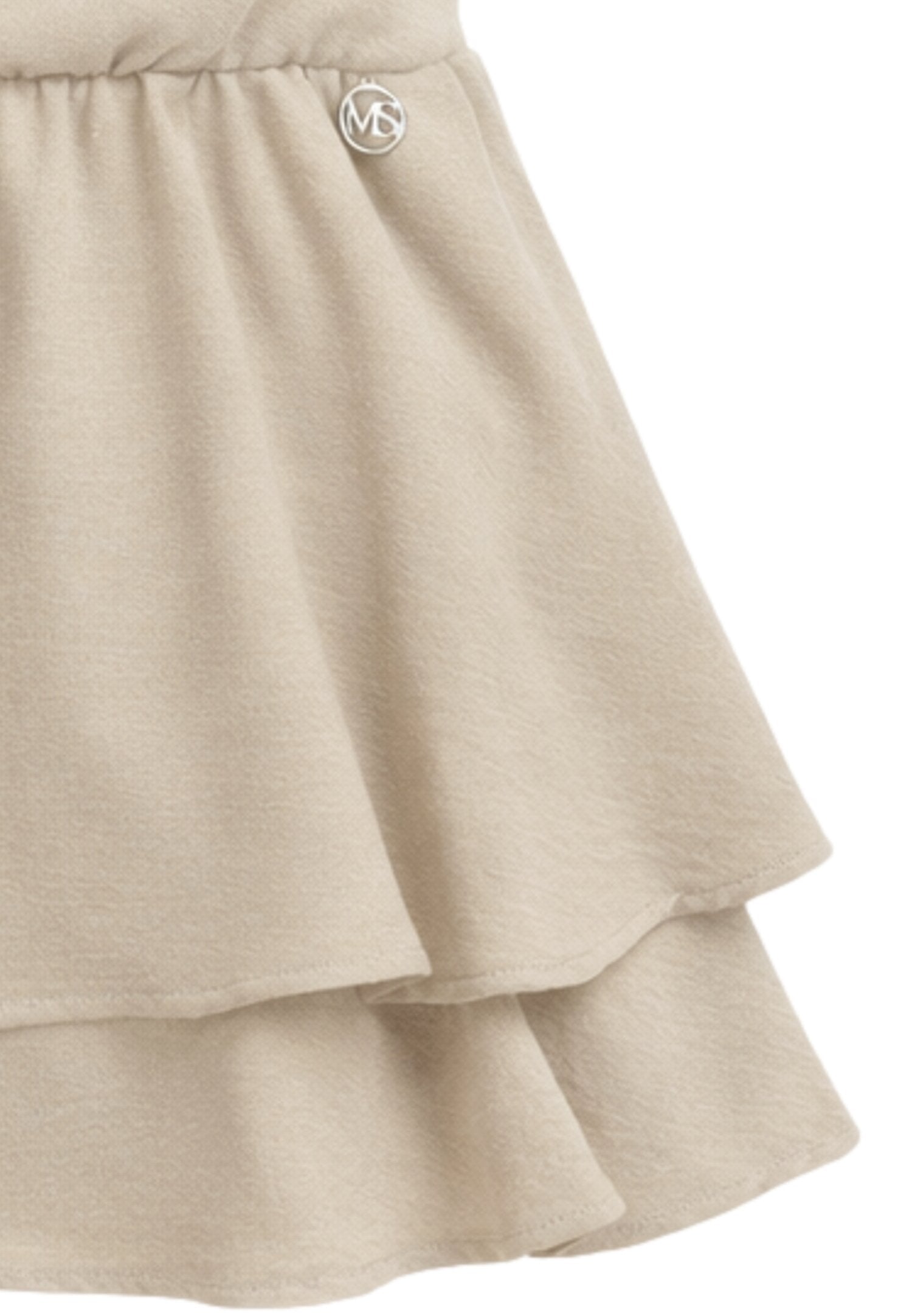 Mon Saurire Abito Con Sopra Incrociato e Balze Beige Bambina M1319J_
