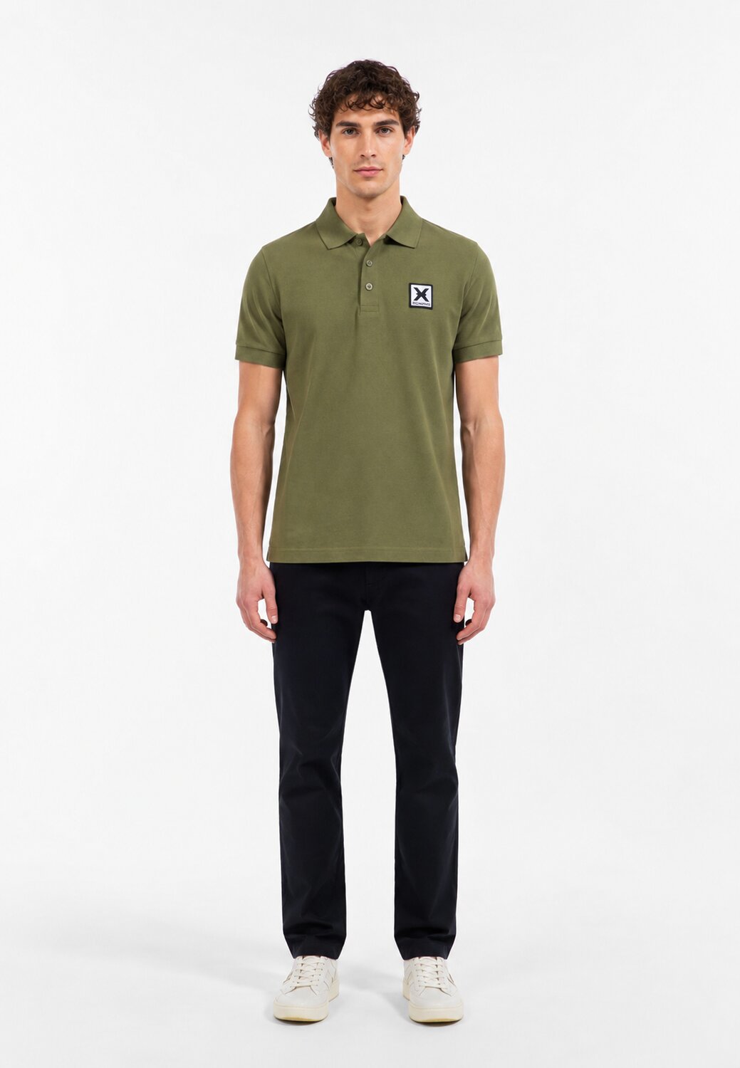 John Richmond Polo Verde Con Logo Quadrato Ricamato Uomo UMP26036PO_