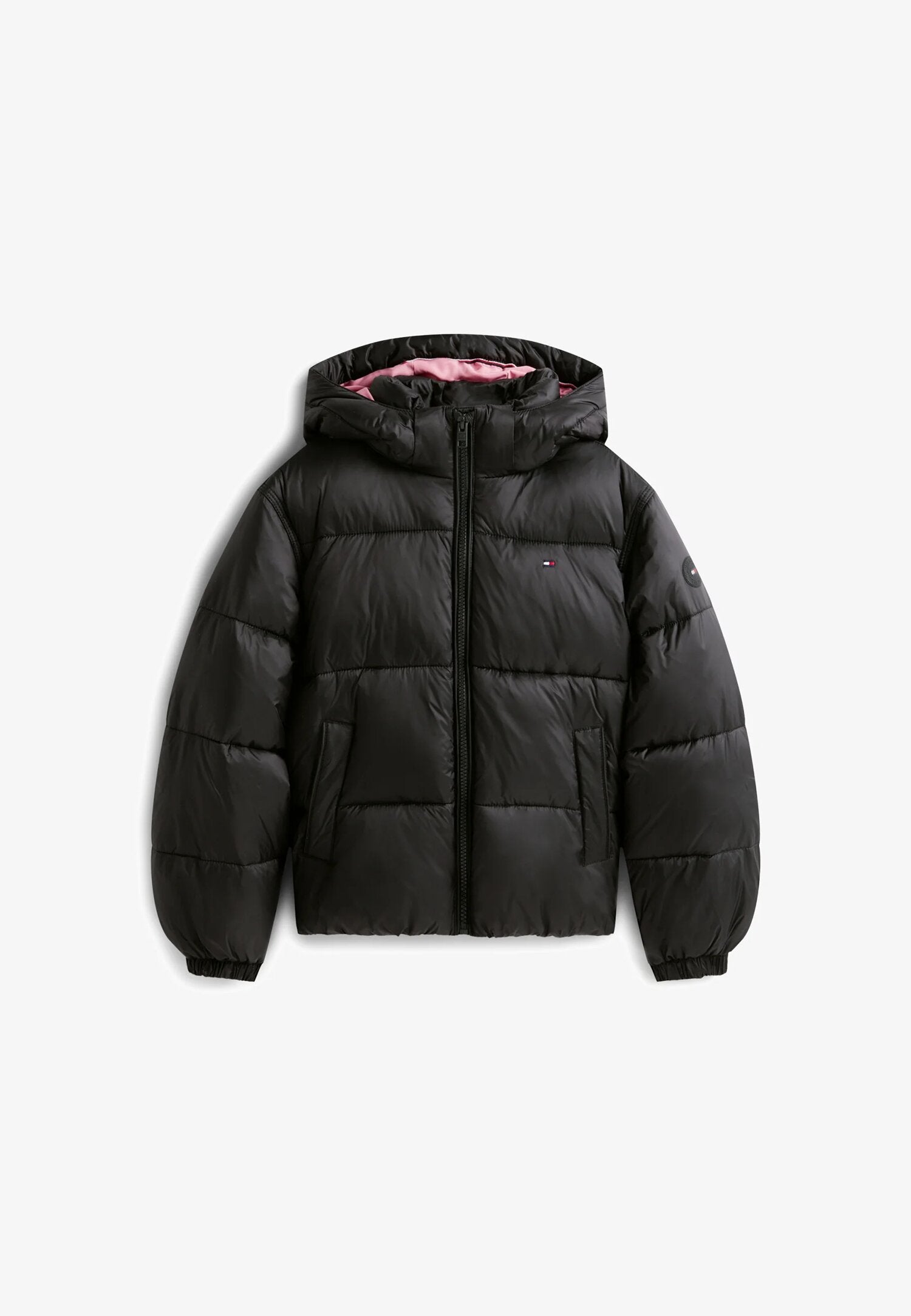 Tommy Hilfiger Giubotto Nero Bambina In Nylon Con Cappuccio Quotidiano AI25