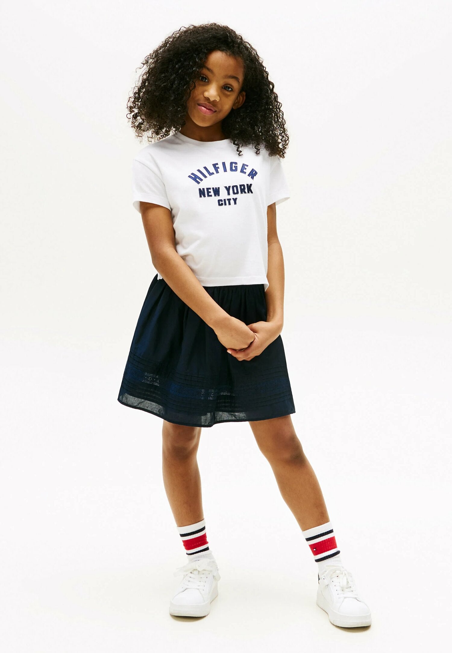 TOMMY HILFIGER – T-shirt Logo Appliqué Bambina in Cotone