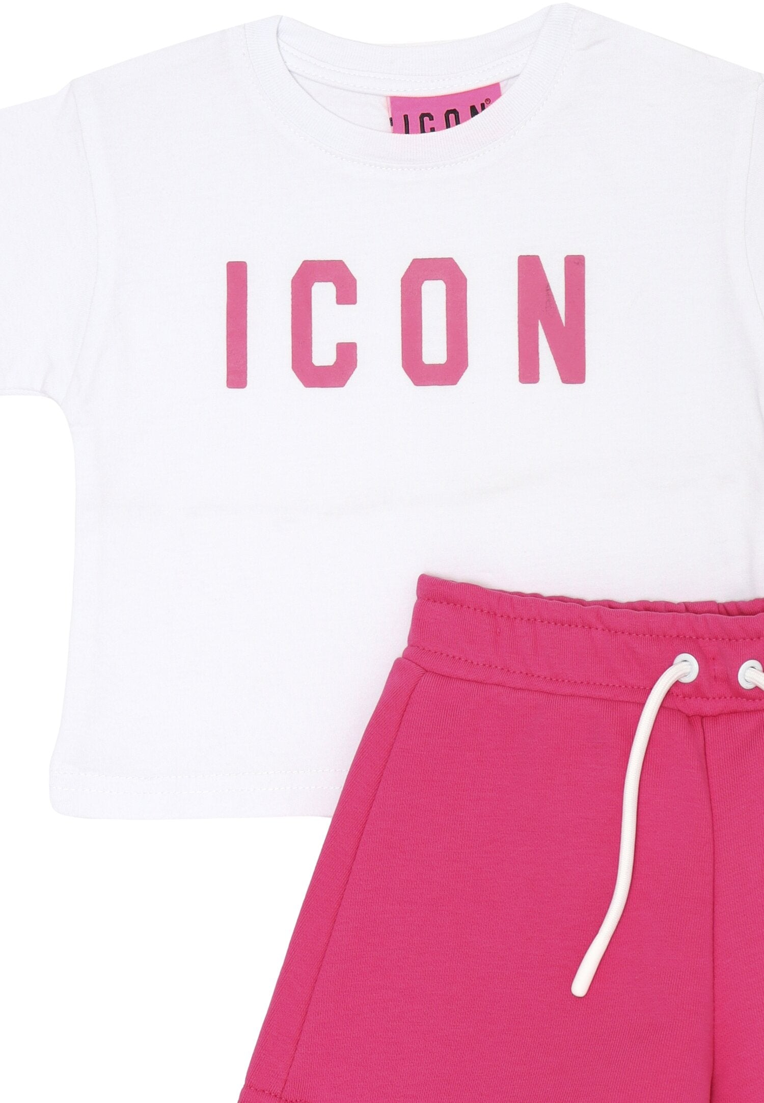 ICON completo bambina fucsia 12 mesi 4 anni cotone estivo scritta rosa | CammarataMode