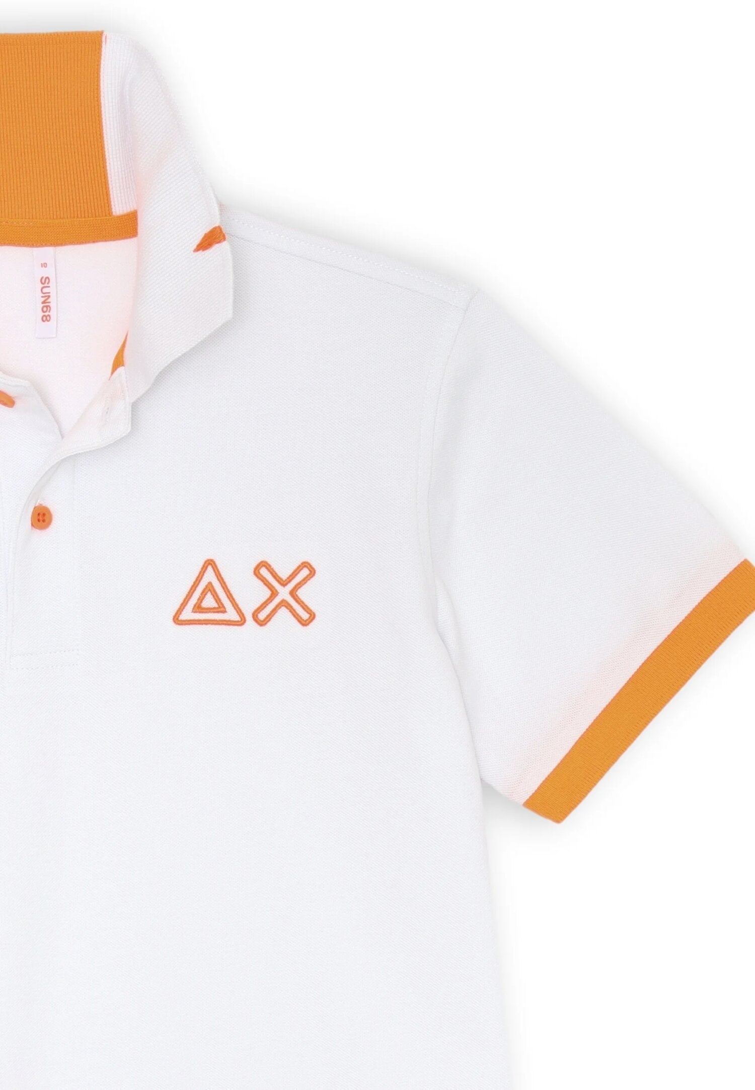 Polo bianca Sun68 bambino in cotone con dettagli arancioni e ricamo logo | CammarataMode