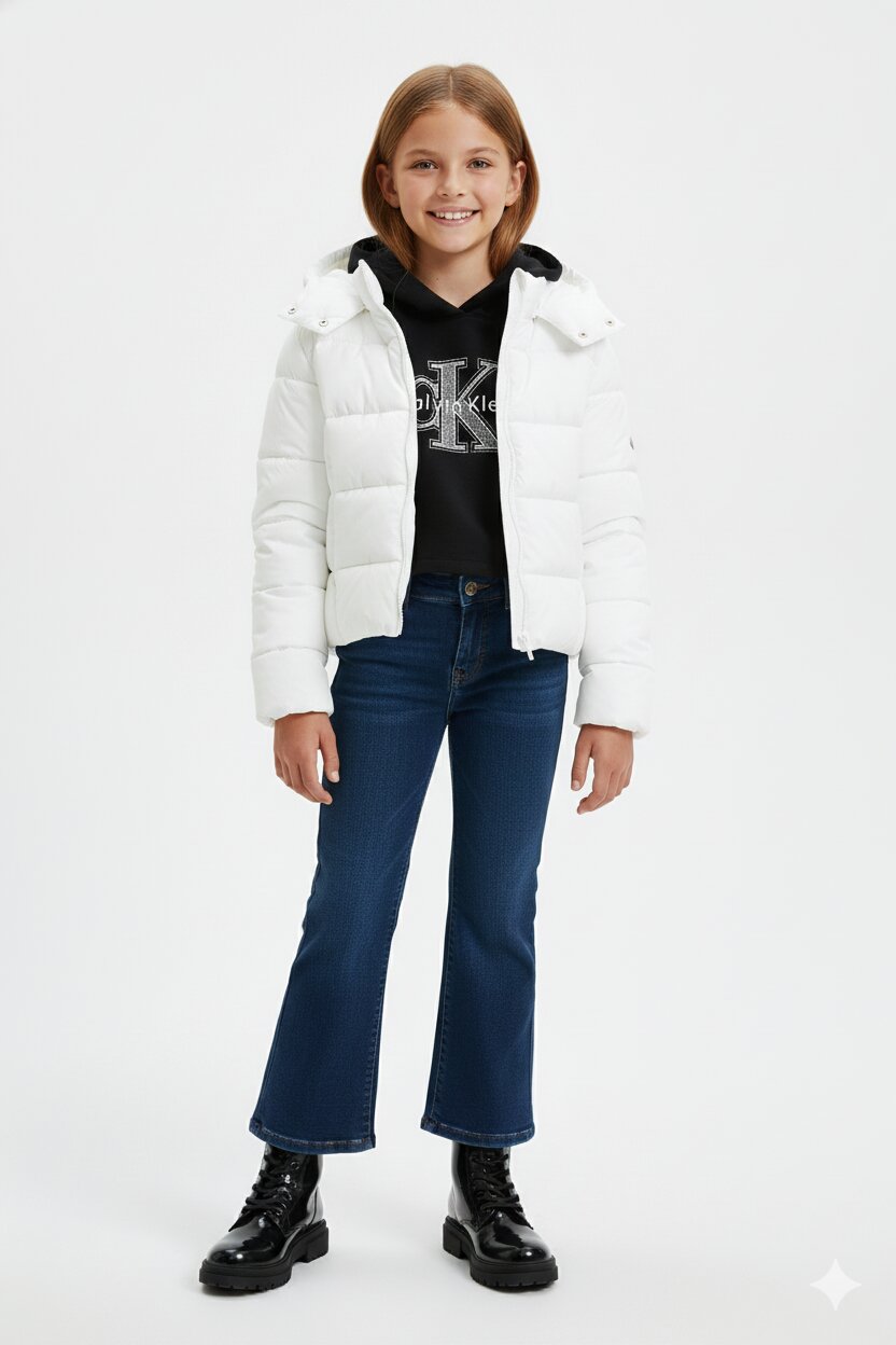 Save The Duck Giubbotto Bambina Bianco In Nylon Con Cappuccio Uso Sportivo AI25