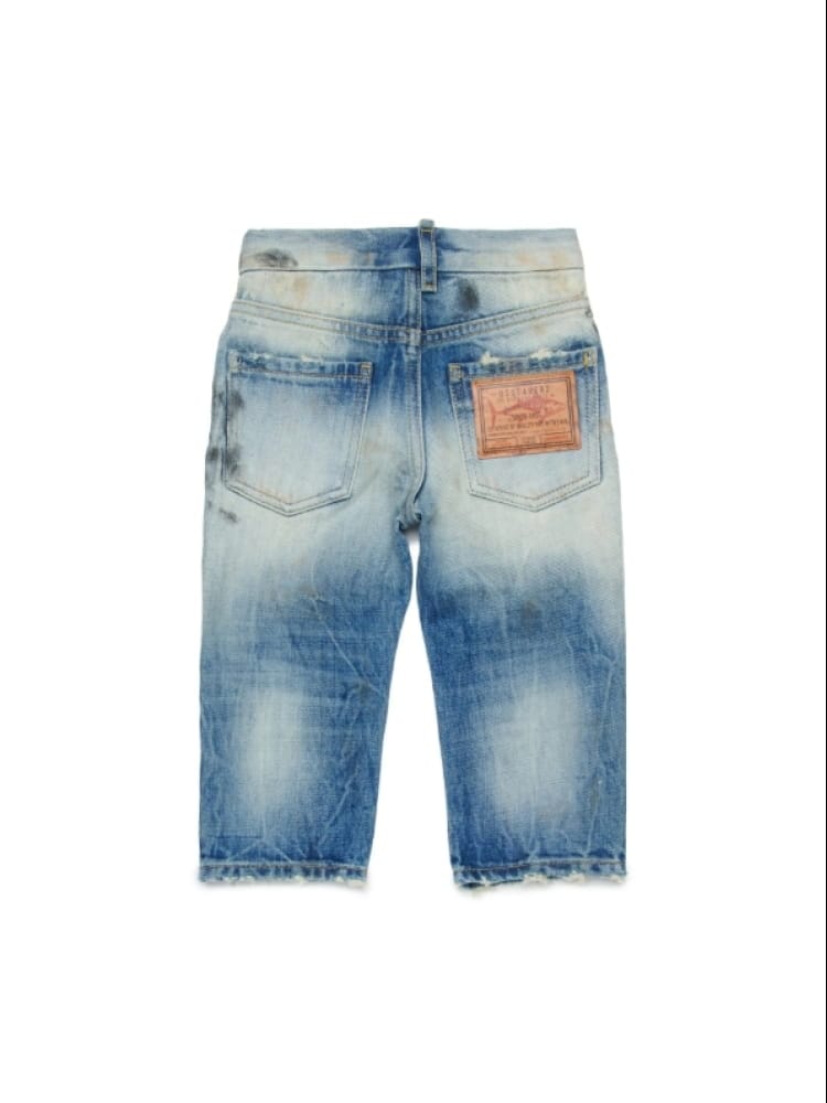 Dsquared jeans infant denim blu chiaro effetto sporco regular fit Bambino