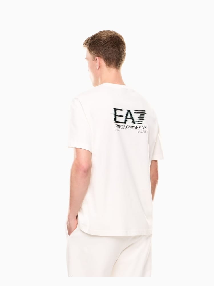 Emporio Armani t-shirt in jersey di cotone visibility bianco con stampa logo