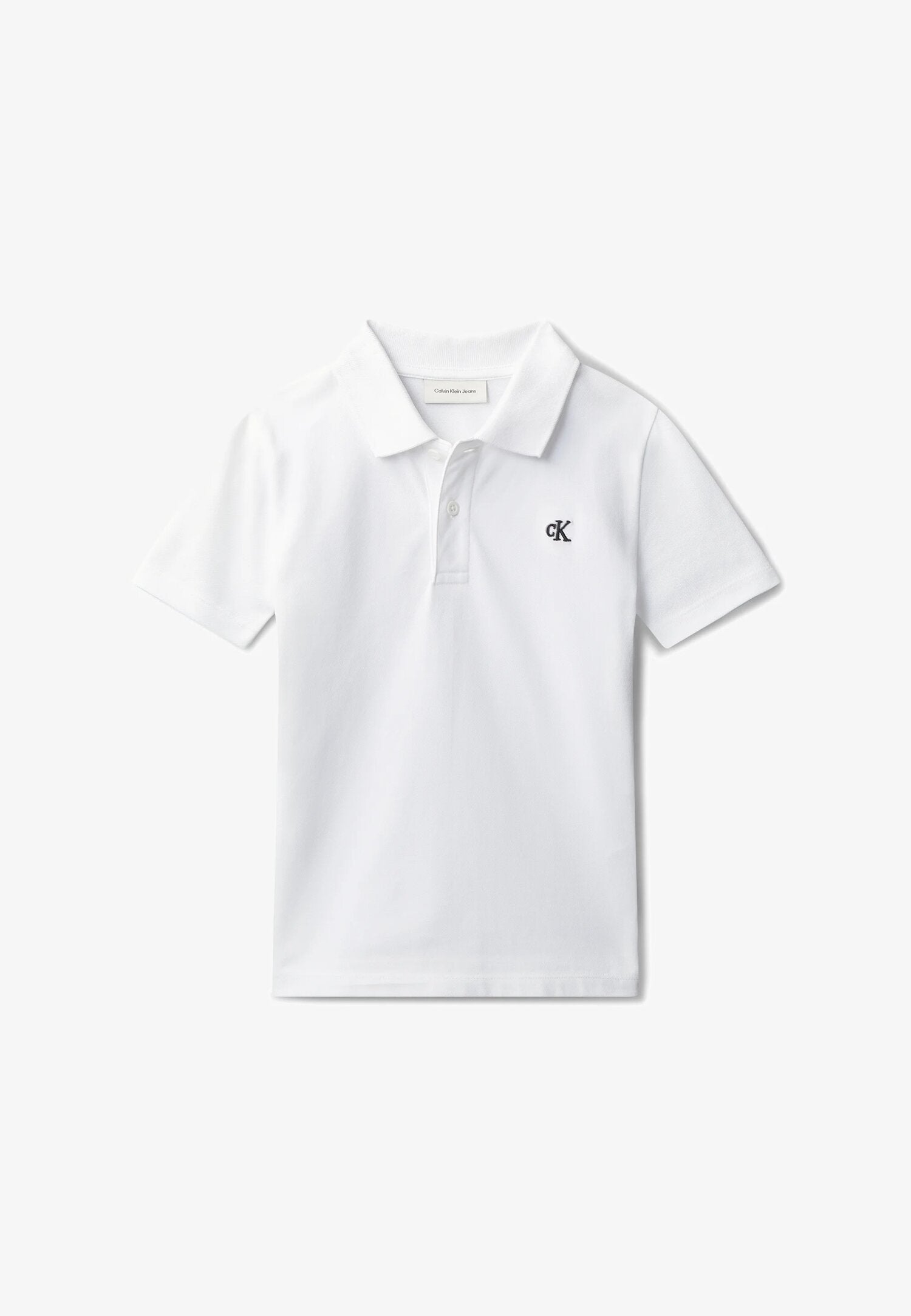 Calvin Klein Polo Bianca a Mezze Maniche Logo Piccolo Bambino LVCKSJB29BYAF_