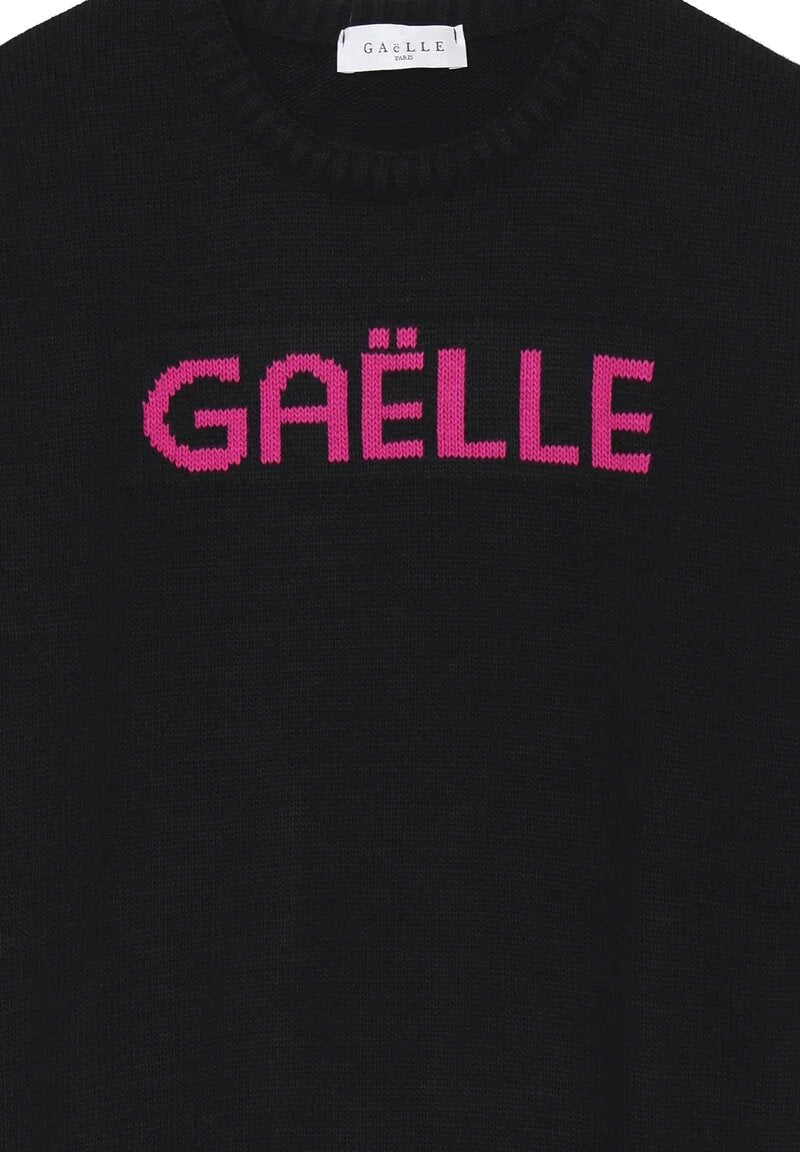 Gaelle Paris Vestito Nero Bambina In Lana Girocollo Elegante AI25