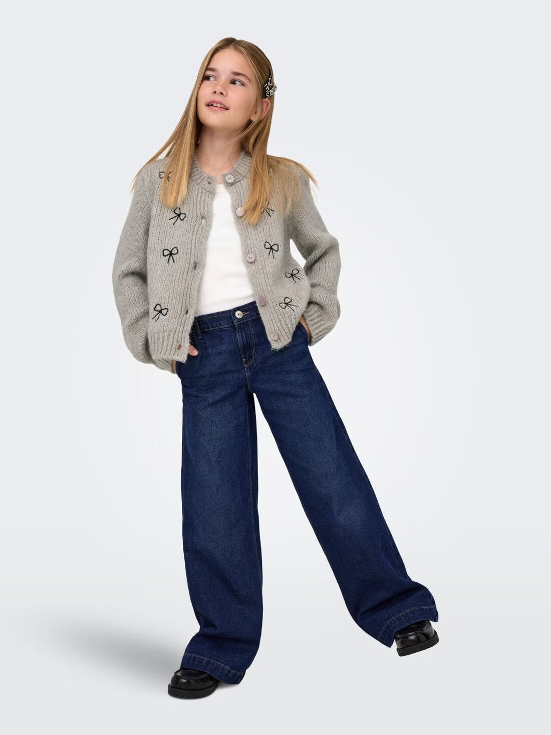 Only Kids Jeans Denim Scuro a Gamba Larga Bambina 15327040_