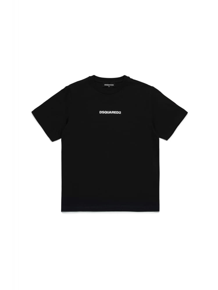 Dsquared t-shirt kids-junior nera con mini logo centrale gommato Bambino
