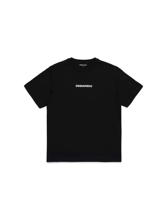 Dsquared t-shirt kids-junior nera con mini logo centrale gommato Bambino