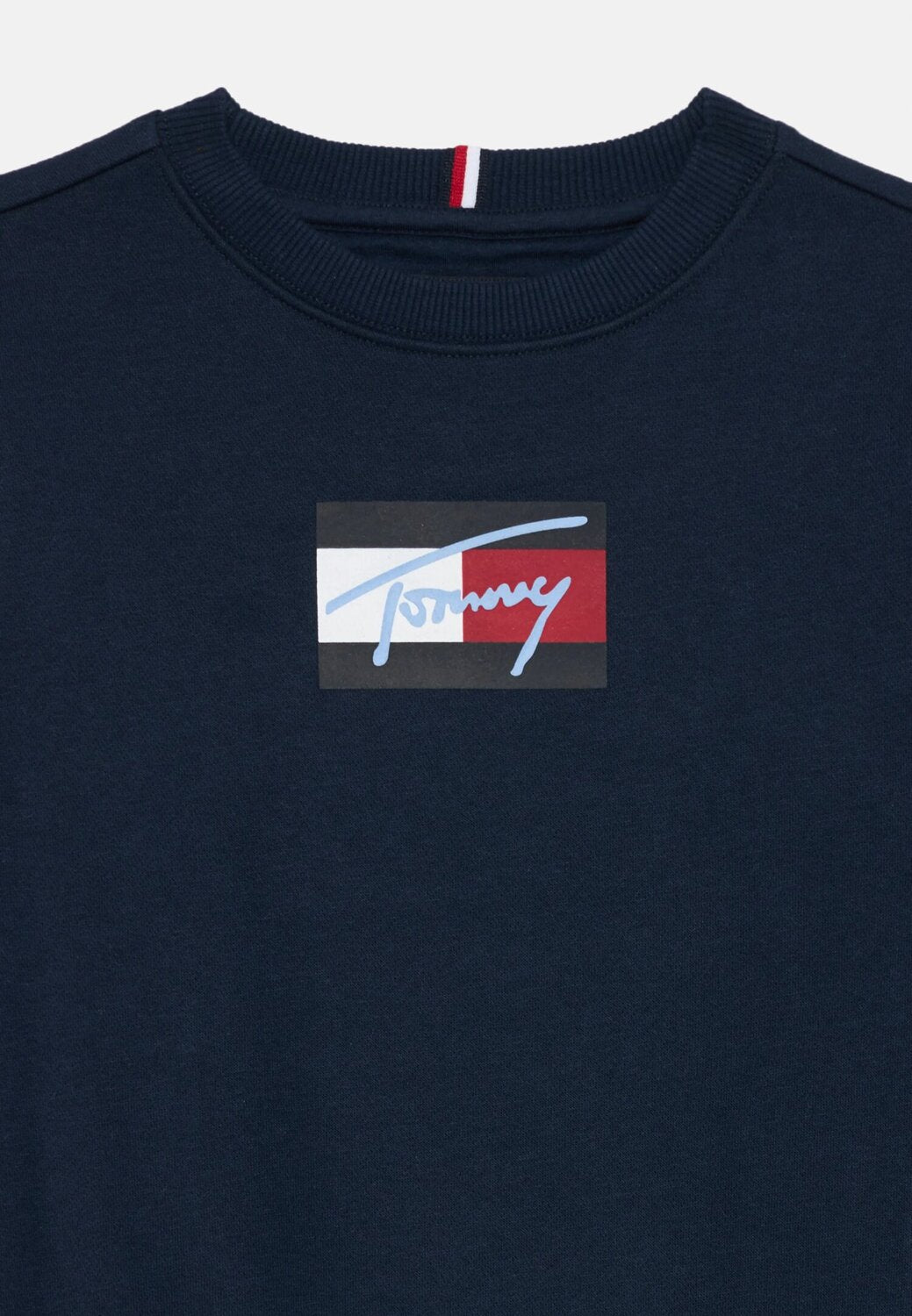 TOMMY HILFIGER – Felpa Neonato in Cotone con Logo Script Flag Ricamato