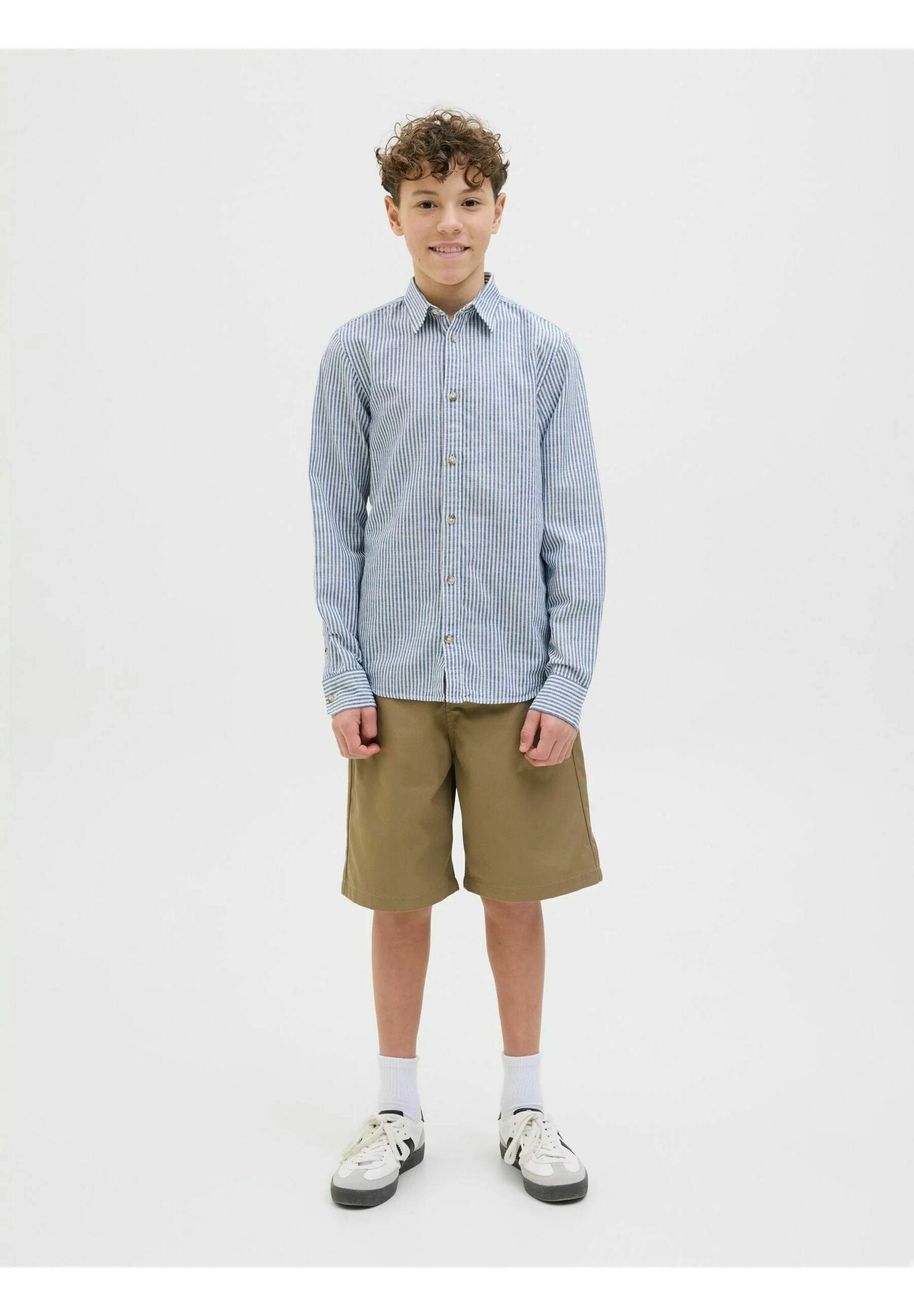 Camicia misto lino celeste Jack & Jones Kids bambino primavera estate 2025 | CammarataMode