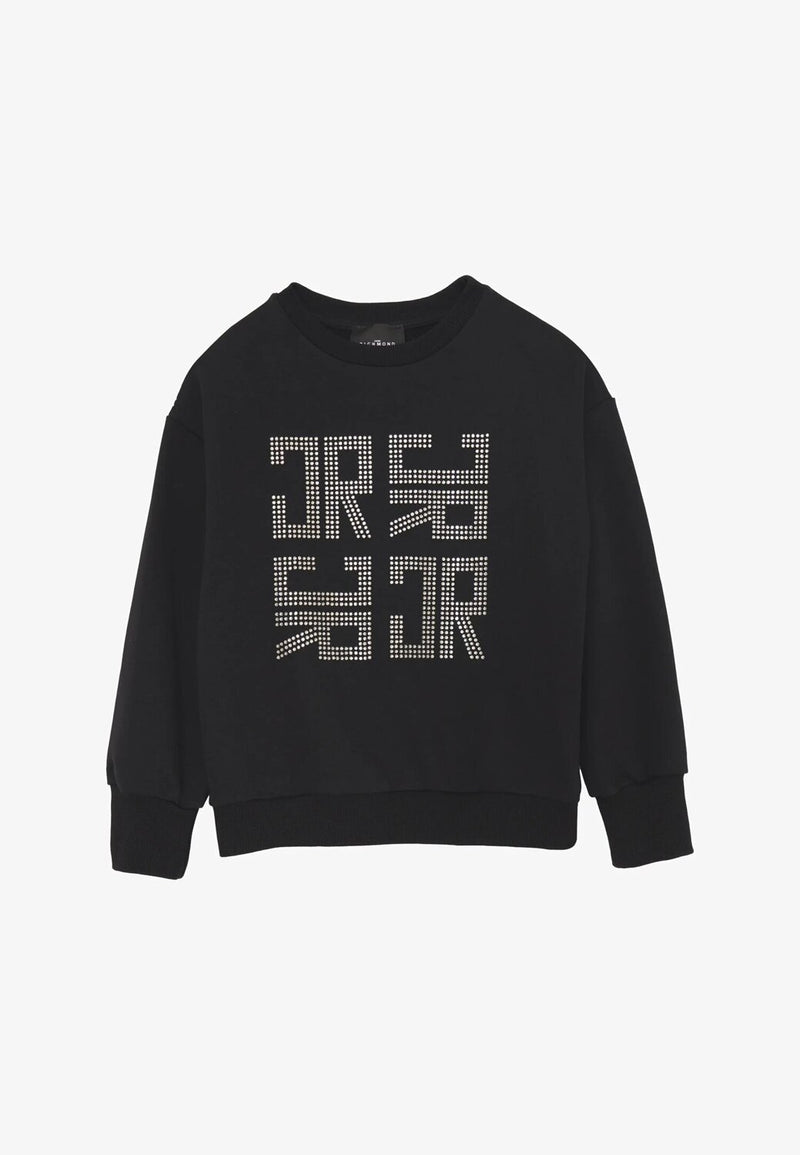John Richmond felpa bambina nera 10-16 anni cotone stampa glitter - NERO | CammarataMode