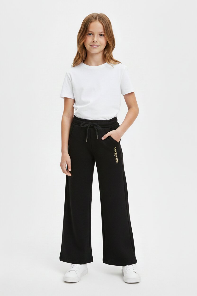 Calvin Klein Pantalone Tuta Nero Bambina Vita Regolabile Sportivo PE26